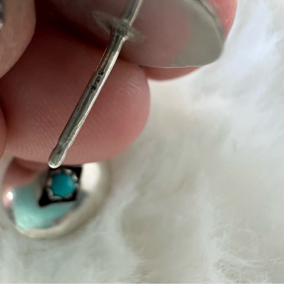 *SOLD* Vintage Turquoise Silver 925 Native Handmade Earrings Native Navajo - Picture 7 of 9
